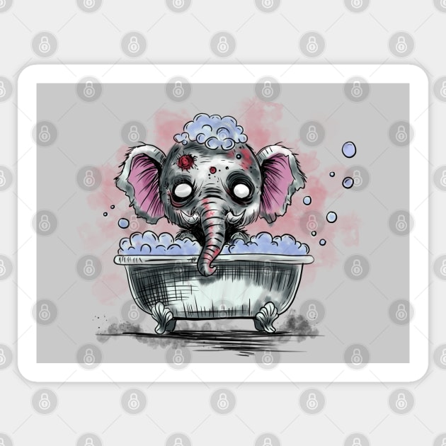 Zombie Elephant in a Bathtub Sticker by H. R. Sinclair